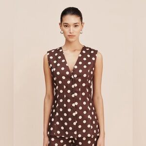 Posse Lori Vest in brown polka dot size small